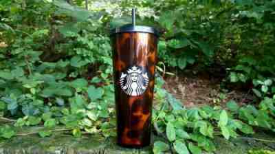 Starbucks Tortoise Shell Leopard Mocha Swirl Cold Cup Tumbler Venti 24 oz w/ SKU - Sold on eBay Jun 01, 2022 for $100.00