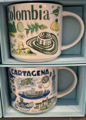 2x STARBUCKS COFFEE MUGS - COLOMBIA and CARTAGENA (RARE)