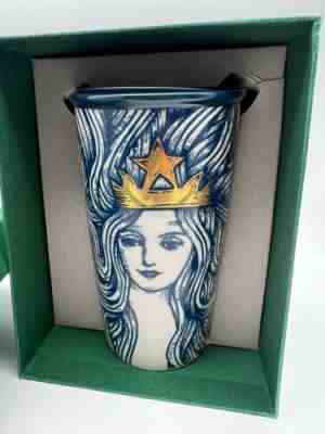 Starbucks Mermaid Travel RARE Siren Queen Ceramic Tumbler Cup Blue Gold 2016 - Sold on eBay Jun 04, 2022 for $96.24