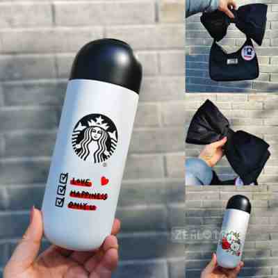 Starbucks 2021 Valentine's Day Stainless Thermos Vacuum Cup Black Bow HandBag - Sold on eBay Jun 18, 2022 for $94.04