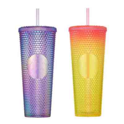 Starbucks Korea SS 22 Summer Stud Purple Hologram Pink Yellow Cold Cup 710ml SET - Sold on eBay Jun 14, 2022 for $90.00