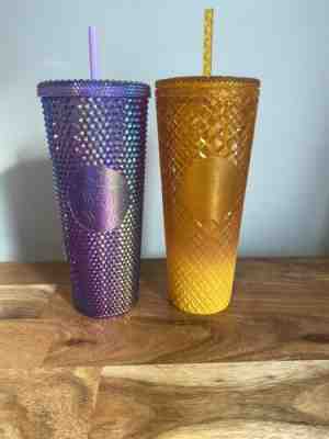 (Lot 2) Starbucks 2022 Purple/Orange 24oz Studded Tumbler Target Exclusive ð??¥ - Sold on eBay Jun 03, 2022 for $89.99