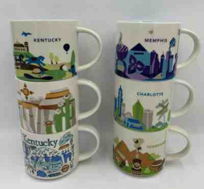 Starbucks â??You Are Hereâ? Collection Lot Of 6 14oz Mugs Cups Cities, States #E - Sold on eBay Jun 08, 2022 for $89.99
