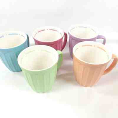 Set 5 Starbucks 2006 Mugs Ribbed Blue Pink Green Pastel 16 Oz Coffee Cups - Sold on eBay Jun 16, 2022 for $89.99
