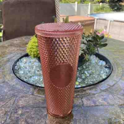 Starbucks Rare Studded Rose Gold 24oz Tumbler Cup - With Straw - Nice Free Ship - Sold on eBay Jun 03, 2022 for $89.00