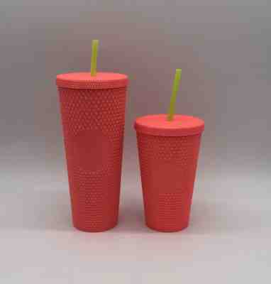 2 New Starbucks Summer Dragonfruit Salmon Pink Studded 24 & 16 oz Tumbler Cups - Sold on eBay Jun 21, 2022 for $89.00
