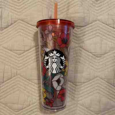 RARE Starbucks 24oz POPPY Flowers Acrylic Cold Drink Cup Tumbler Red Yellow - Sold on eBay Jul 10, 2022 for $87.77