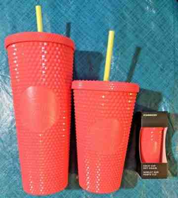 NEW 2022 STARBUCKS SUMMER STUDDED DRAGON FRUIT 24OZ 160Z TUMBLER & KEYCHAIN VHTF - Sold on eBay Aug 12, 2022 for $87.00