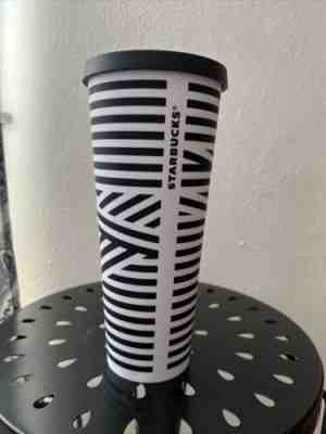 STARBUCKS Black White ZEBRA STRIPE VENTI Cold Cup TUMBLER 24oz Matte NO STRAW - Sold on eBay Jun 21, 2022 for $85.00