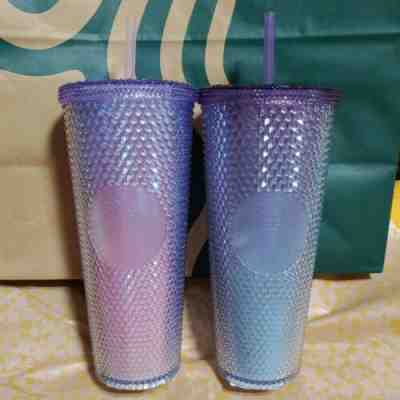 Starbucks Korea 2022 SS Cherry Blossom Pink Purple Beam Stud Cold Cup 24oz Set - Sold on eBay Jul 04, 2022 for $84.99