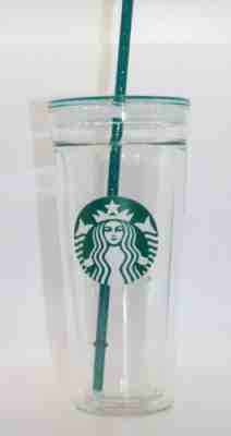 Starbucks 2016 Venti 20 oz Clear Glass Double Walled Cold Cup Tumbler & Straw - Sold on eBay Aug 18, 2022 for $84.99