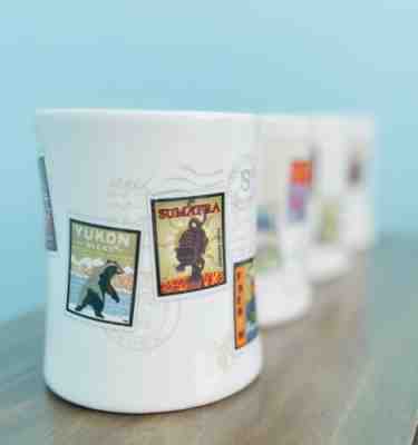 Starbucks Barista 2002 Postage Stamp 16oz Coffee Mug Collection - Set of 4