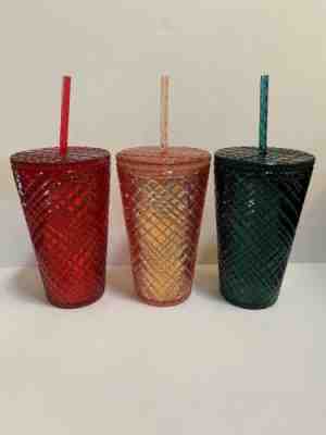 Starbucks 2021 Winter Holiday Jeweled Tumbler Cold Cup 16oz SET OF THREE Grande - Sold on eBay Jun 03, 2022 for $79.99