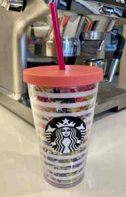2017 Starbucks Striped Floral Tumbler16 oz with Lid & Straw New w/o Tag - Sold on eBay Jul 07, 2022 for $79.99