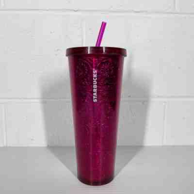 Starbucks 2017 Pink Magenta Floral Embossed Tin Foil Metallic 24oz Venti Tumbler - Sold on eBay Jul 25, 2022 for $79.95