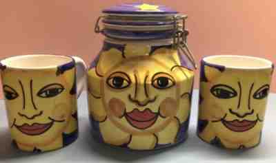 STARBUCKS Bellini Made In Italy Coffee Canister & 2 Mugs BLUE SUN & STARS - Sold on eBay Jul 24, 2022 for $79.00