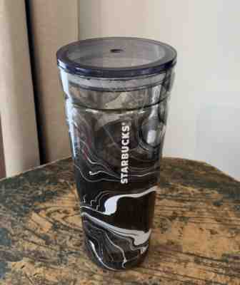 STARBUCKS 2017 20 Oz. Glass VENTI Cold Cup Tumbler BLACK MARBLE WAVES Rare - Sold on eBay Aug 23, 2022 for $78.98