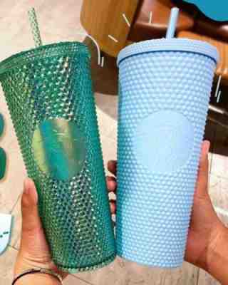 Limited Starbucks Cold cup Tumbler Blue Sky Bling + Green Bling Free Bag - Sold on eBay Jul 01, 2022 for $76.00