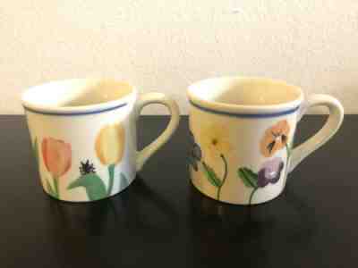 Starbucks Barista Hartstone Pottery Mug Set of 2 Hand Painted Flowers Floral USA - Sold on eBay Jul 02, 2022 for $75.16