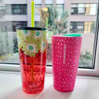 Starbucks Strawberry Summer 2022 Cup, 2 piece 18 oz Tumbler & 12 oz Cold Cup - Sold on eBay Aug 15, 2022 for $75.00
