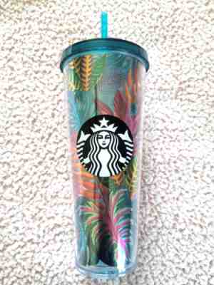 Starbucks Tumbler RARE 24 oz Metallic Tropical Leaves Aloha Cold Cup Free Ship - Sold on eBay Aug 20, 2022 for $74.99