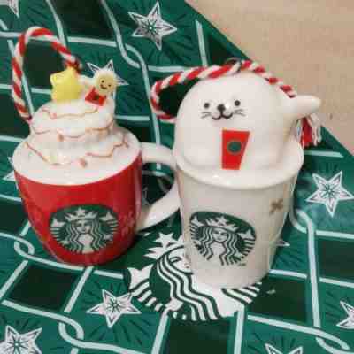 Starbucks Japan Holiday 2018 Ornament Porcelain Set of 2 Christmas New - Sold on eBay Jun 05, 2022 for $73.98