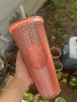 Starbucks Rare Studded Rose Gold 24oz Tumbler Cup - With Straw - Nice - Sold on eBay Jun 16, 2022 for $73.00