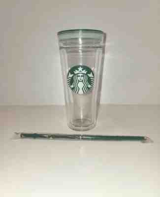 Starbucks 2016 Venti 20oz Clear Glass Double Walled Cold up Tumbler with Straw - Sold on eBay Jul 31, 2022 for $70.00