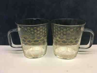2 Starbucks Clear Glass Mugs 2017 Anniversary Collection Gold Scales 14 fl oz - Sold on eBay Aug 21, 2022 for $70.00