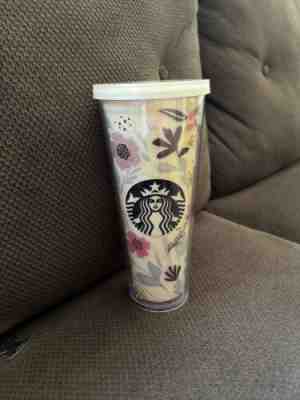 RARE 2014 Starbucks Flower Pattern Floral Harvest Venti Cold Cup Tumbler 24 oz - Sold on eBay Aug 25, 2022 for $70.00