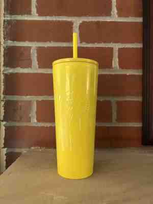 Starbucks Yellow Stainless Cold Straw Tumbler Cup 16oz VERY RARE Overseas Brazil