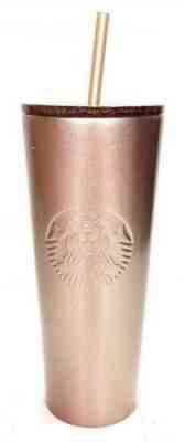 Starbucks Holiday 2018 Sparkling Rose Gold Stainless Steel Cold cup tumbler  24oz