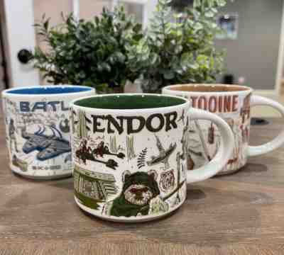 DISNEY STAR WARS STARBUCKS Been There set of 3 mugs Endor, Batuu, Tatooine