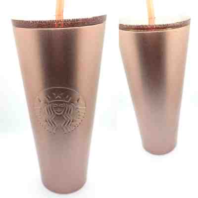 Starbucks sparkling Rose Gold Tumbler Holiday 2018 Cold cup 24 oz