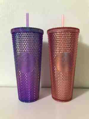 2 Starbucks tumbler purple flamingo bling studded 24 oz cold cup bag Thailand - Sold on eBay Oct 18, 2022 for $149.99