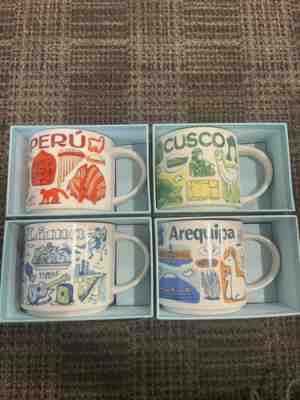 Starbucks 'Been There Series' Mug LIMA AREQUIPA CUSCO & PERU New in Box 4 PACK