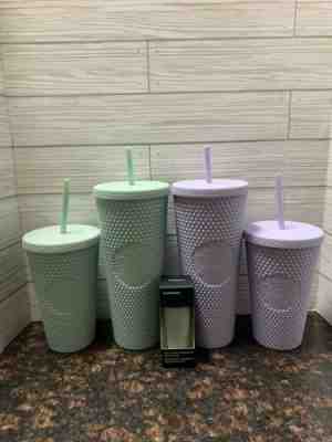 Starbucks 2021 Matte Mint & LilacStudded Venti And Grande Set W/ Mint Keychain.