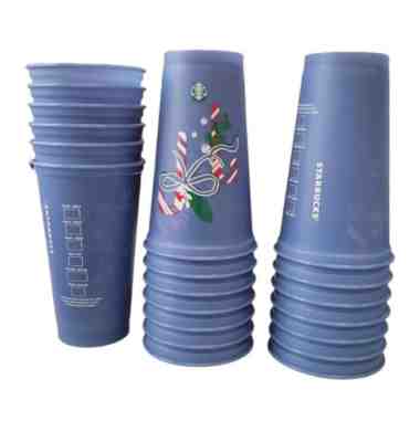 100 cups Starbucks 2021 reusable Candy Cane holiday hot cup with covers