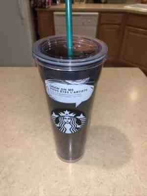 RARE NEW 24 oz Starbucks Black Cold Cup Personalize "Draw on Me" Tumbler Venti - Sold on eBay Nov 18, 2022 for $130.00