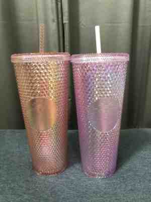 2 Starbucks tumbler rose gold glitter pink bling studded 24 oz cold cup Thailand - Sold on eBay Oct 22, 2022 for $129.99