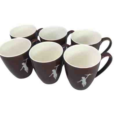 STORYVILLE Coffee Hot Chocolate Mug Cup Brown with White Airplane Logo. Set of 6 - Sold on eBay Oct 26, 2022 for $129.95