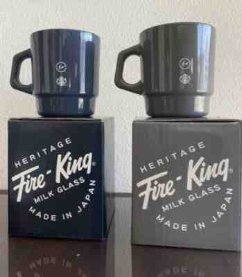Starbucks Fragment Design x Fire-King Glass Mug cup Navy & gray 2 color set NEW - Sold on eBay Sep 05, 2022 for $129.00