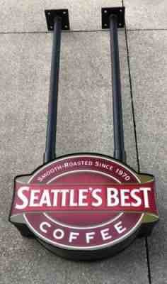 Seattles Best Lighted Sign Hanging Rare Large - Sold on eBay Nov 03, 2022 for $125.66