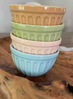 STARBUCKS ceramic ribbed ice cream bowls 2006 Pastel Pink Green Blue Latte Set - Sold on eBay Aug 31, 2022 for $125.00