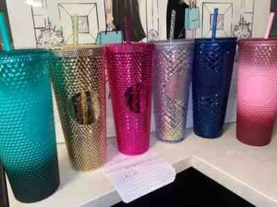 NEW Starbucks 2022 Blush Waxberry Ombre Gradient Studded 24oz Venti Tumbler Cup - Sold on eBay Dec 02, 2022 for $170.00