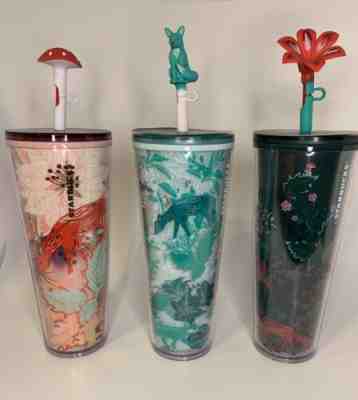 NEW Starbucks Holiday 2022 Enchanted Forest Venti Tumbler Mushroom Straw  Topper