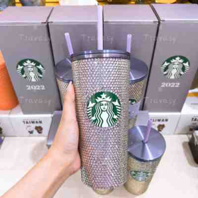 2022 Starbucks Asia Purple Rhinestone Holiday Stainless steel Cup 16oz with SKU - Sold on eBay Dec 06, 2022 for $199.00