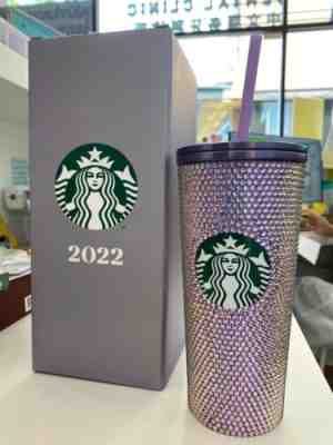 New Starbucks 2022 Taiwan 16oz SS Purple Rhinestone Cold Cup Tumbler - Sold on eBay Dec 07, 2022 for $179.88