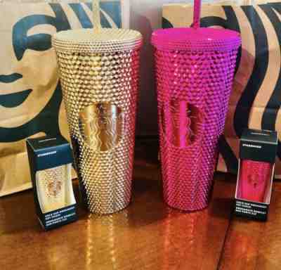 Starbucks Holiday 2022 Sangria Gold Studded Metallic Tumbler 24oz & Ornaments!!! - Sold on eBay Dec 20, 2022 for $160.00