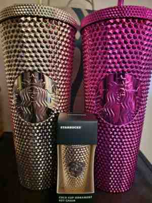 2 New Starbucks Set Christmas 2022 â?¨Gold &Sangria Studded Tumbler 24oz Cold Cup - Sold on eBay Nov 09, 2022 for $120.00